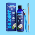 DR.DENT Whitening Coconut Oil Pulling Kit | With Toothbrush & Tongue Scraper