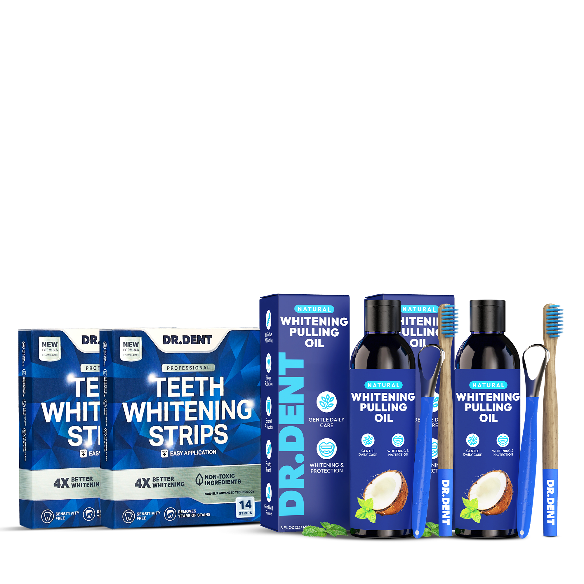 DR.DENT Double Whitening Bundle | 2 Complete Oral Care Kits | Gift Set