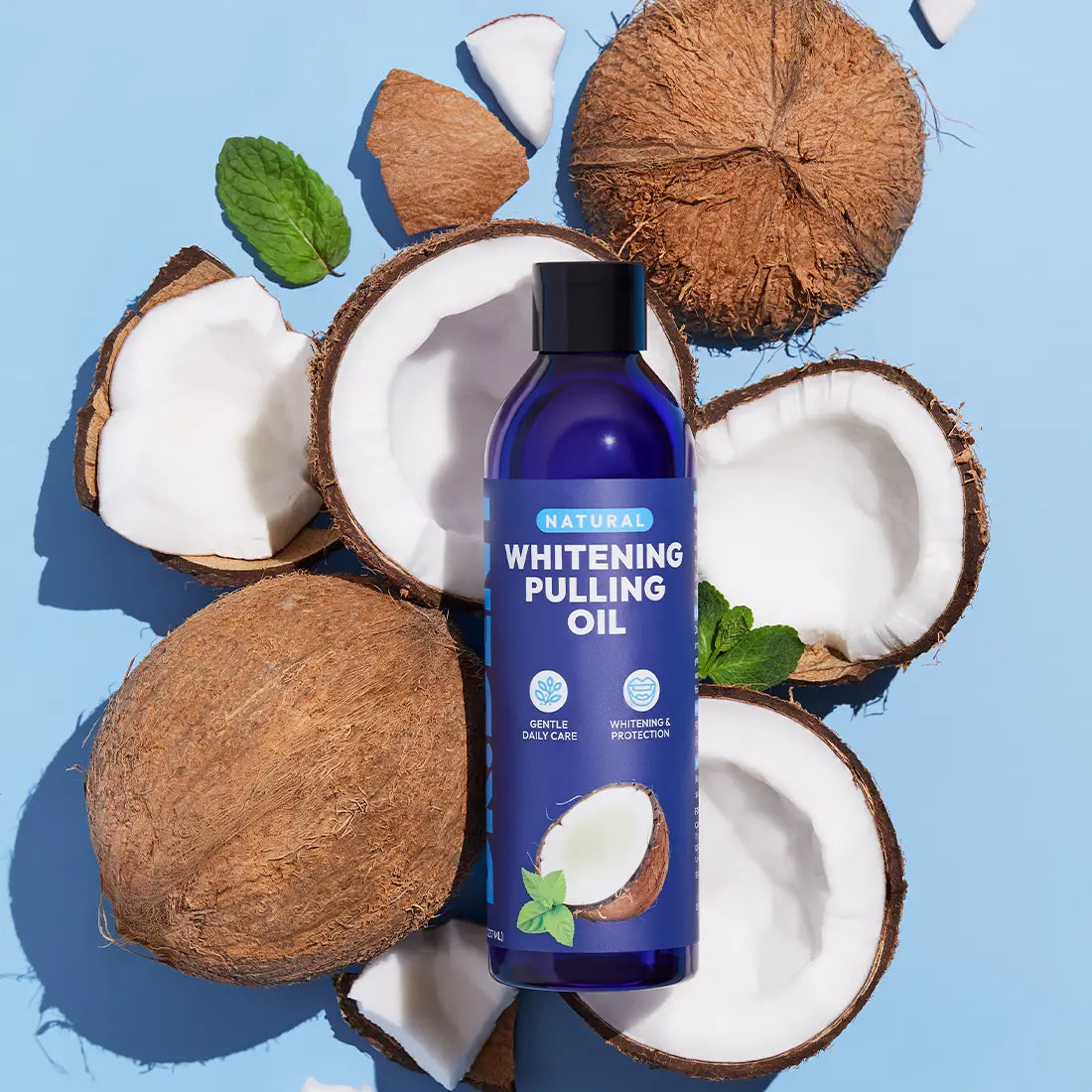 DR.DENT Whitening Coconut Oil Pulling Kit | With Toothbrush & Tongue Scraper