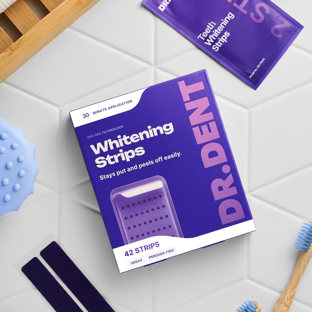 DR.DENT Purple Whitening Strips | 42 Strips | 8 Shades Whiter in 21 Days