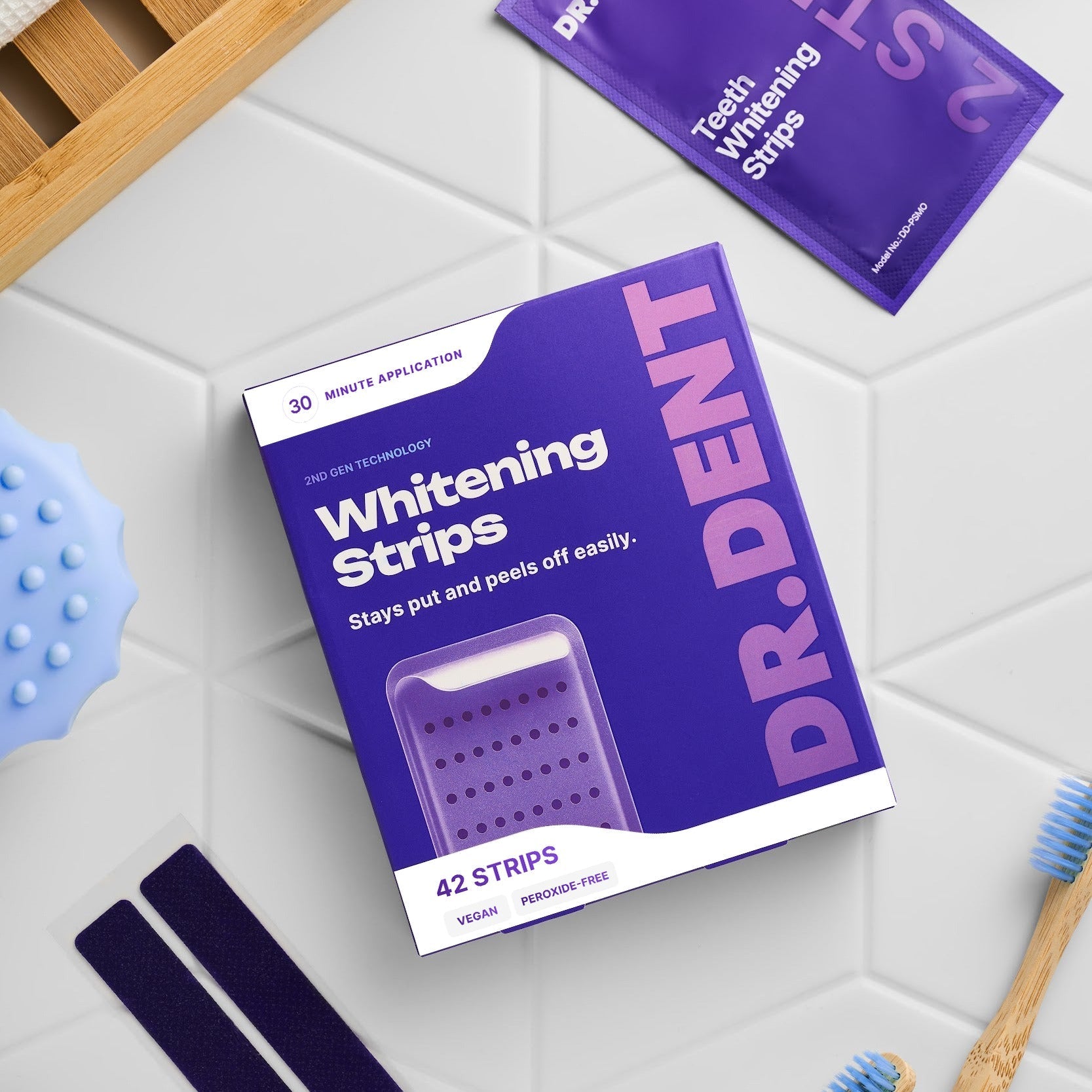 DR.DENT Purple Whitening Strips | 42 Strips | 8 Shades Whiter in 21 Days