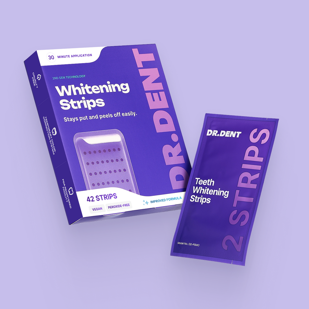 DR.DENT Purple Whitening Strips | 42 Strips | 8 Shades Whiter in 21 Days